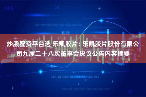 炒股配资平台选 乐凯胶片: 乐凯胶片股份有限公司九届二十八次董事会决议公告内容摘要