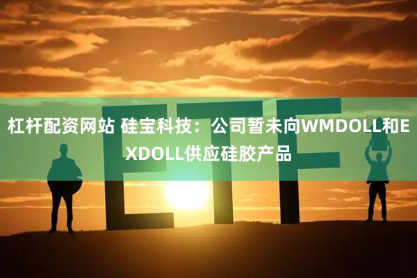 杠杆配资网站 硅宝科技：公司暂未向WMDOLL和EXDOLL供应硅胶产品