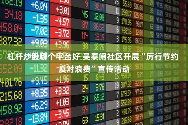 杠杆炒股哪个平台好 吴泰闸社区开展“厉行节约 反对浪费”宣传活动